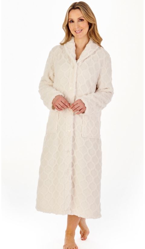 Slenderella Super Soft Cream Button Housecoat